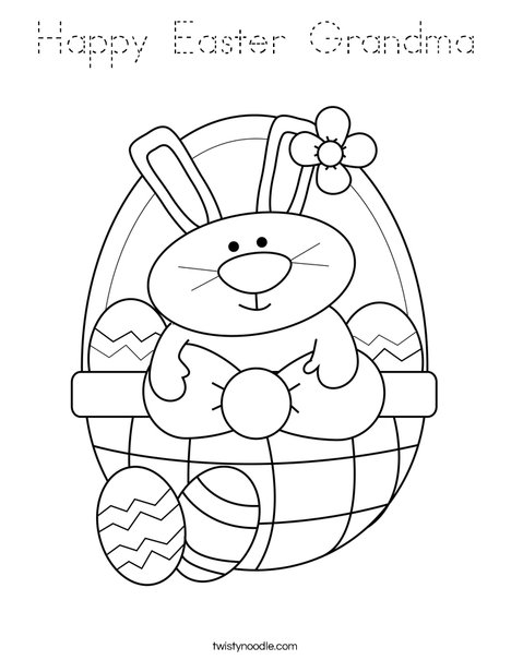 Bunny in Easter Basket Coloring Page