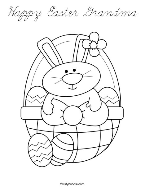Bunny in Easter Basket Coloring Page