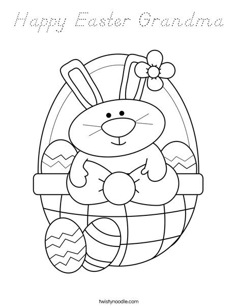 Bunny in Easter Basket Coloring Page