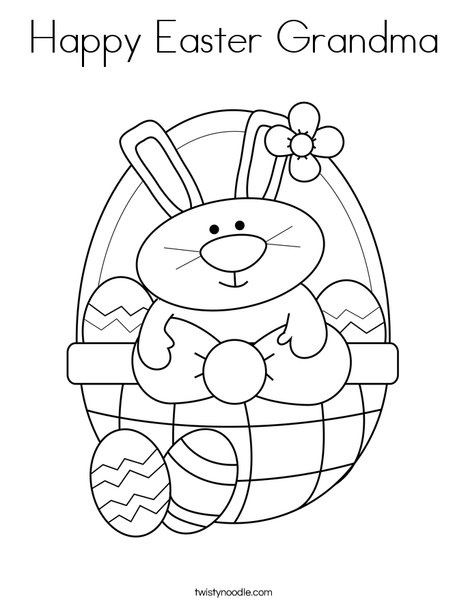 Bunny in Easter Basket Coloring Page