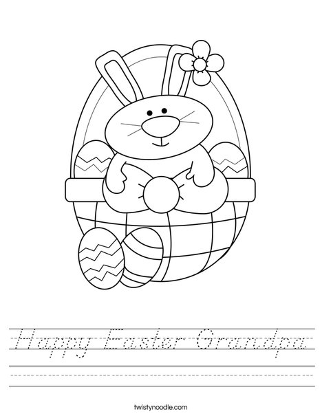 Bunny in Easter Basket Worksheet