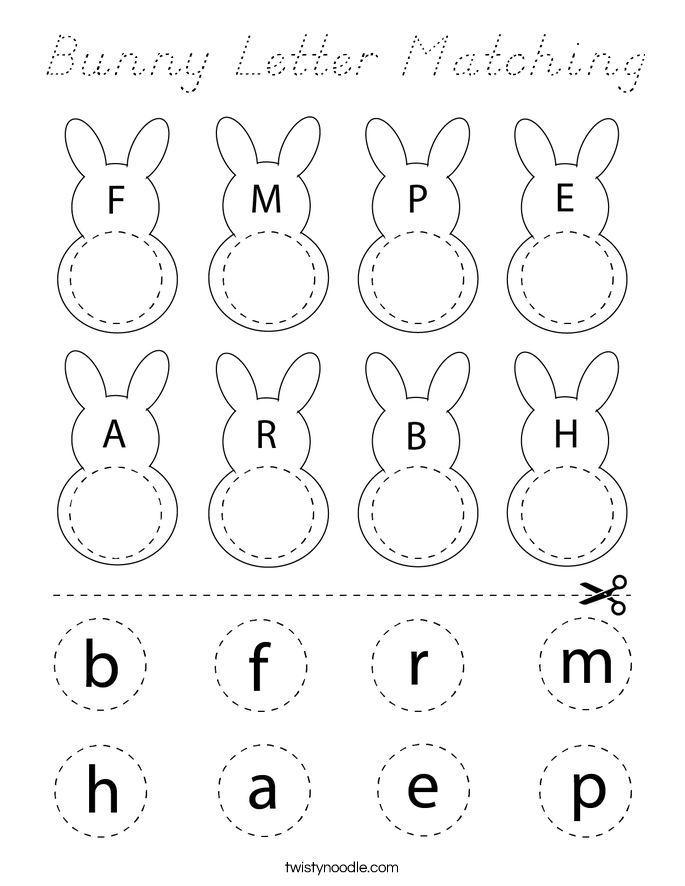 Bunny Letter Matching Coloring Page