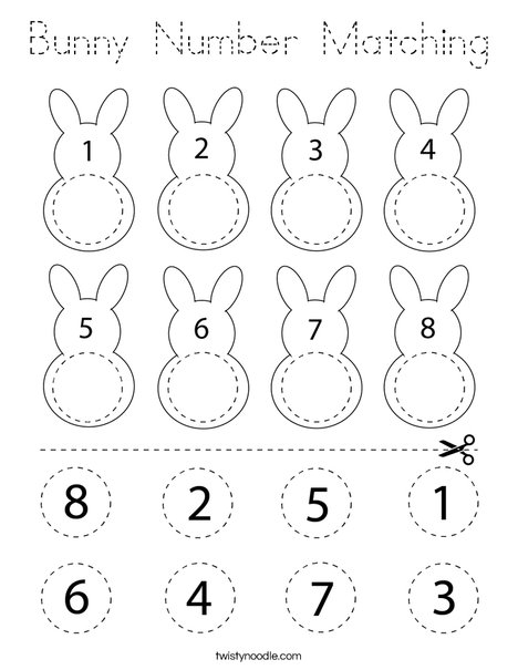 Bunny Number Matching Coloring Page