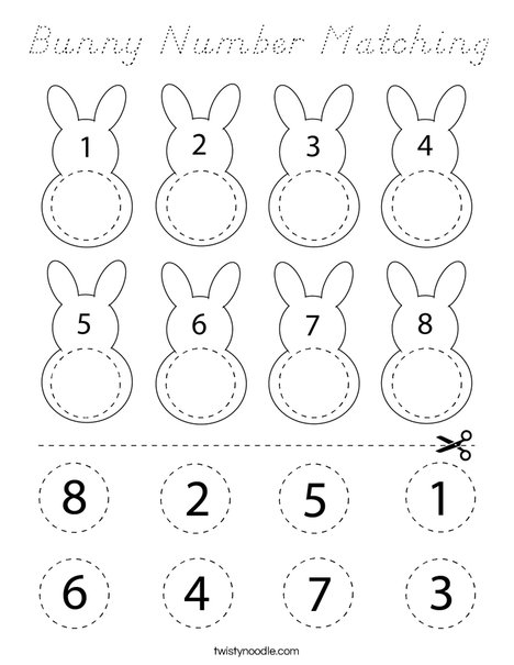 Bunny Number Matching Coloring Page