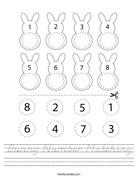 Bunny Number Matching Worksheet