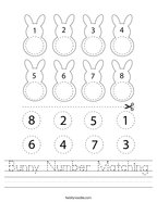 Bunny Number Matching Handwriting Sheet