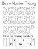 Bunny Number Tracing Coloring Page