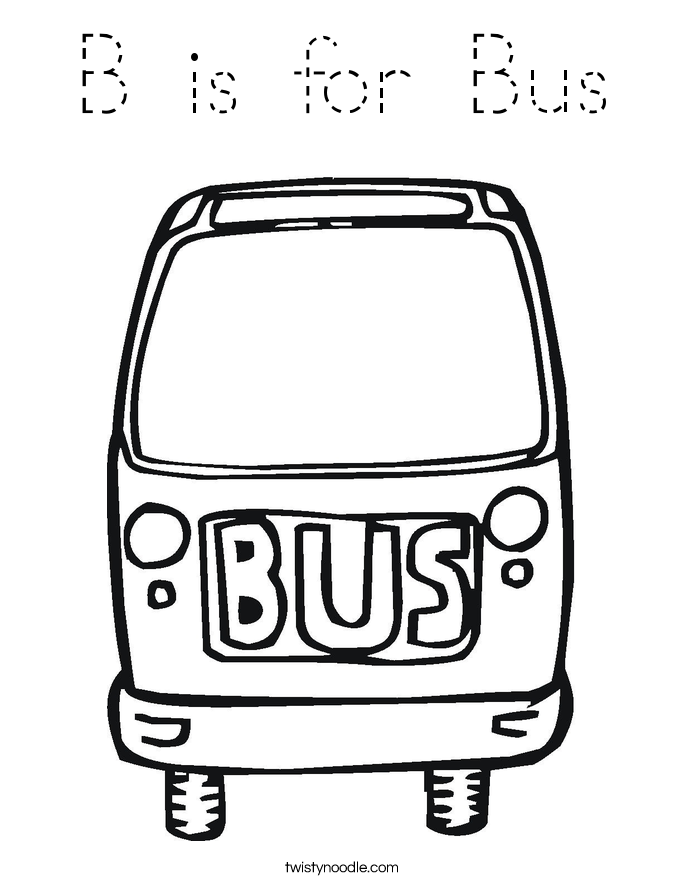B is for Bus Coloring Page