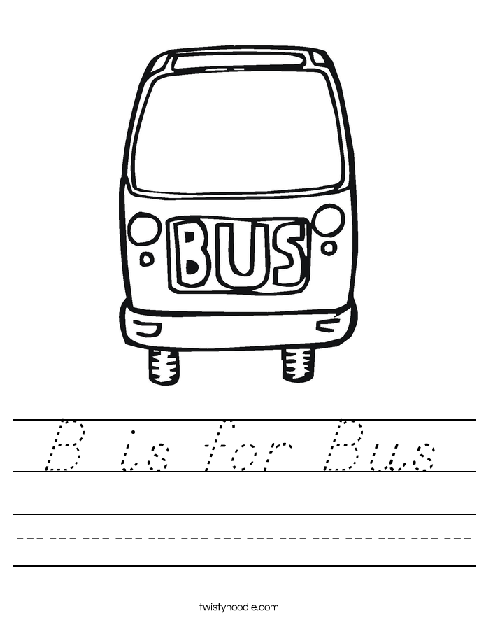 B Is For Bus Worksheet - D'Nealian - Twisty Noodle