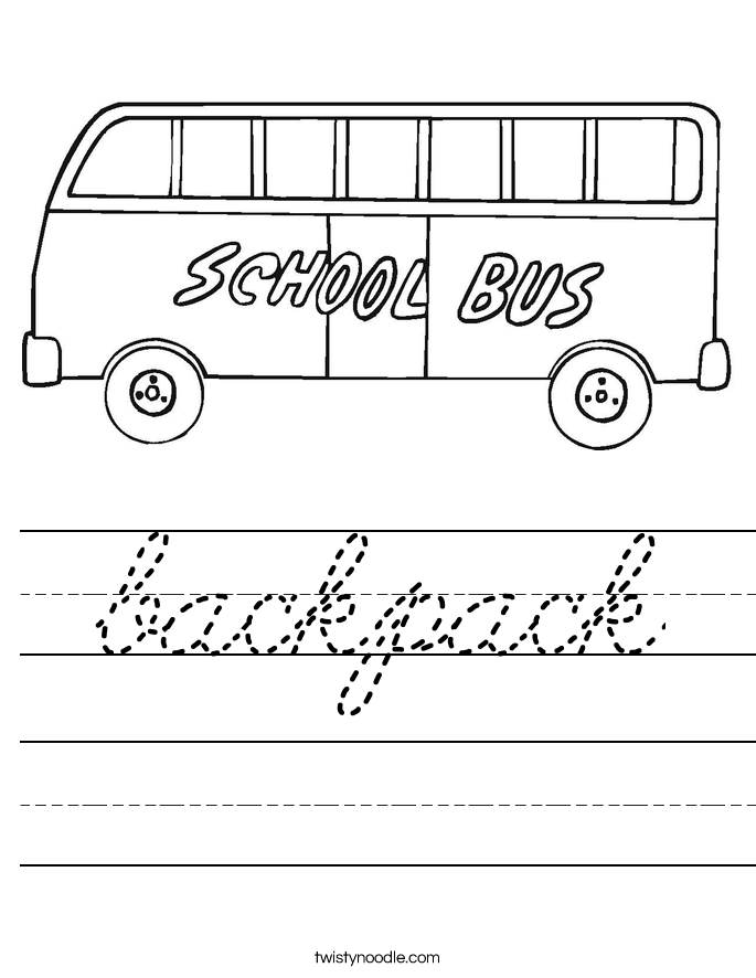 backpack Worksheet