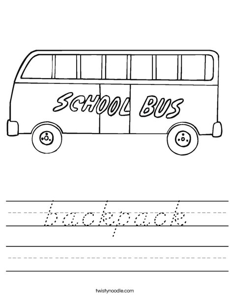 School Bus Worksheet