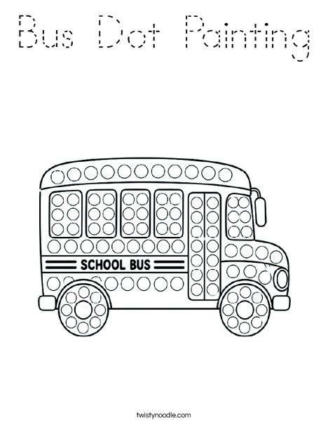 Bus Dot Painting Coloring Page