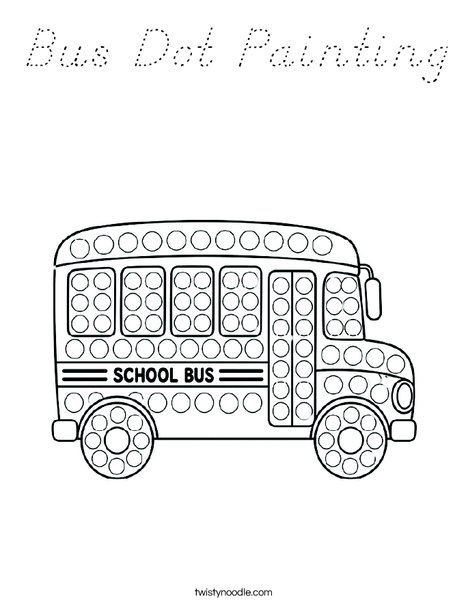 Bus Dot Painting Coloring Page