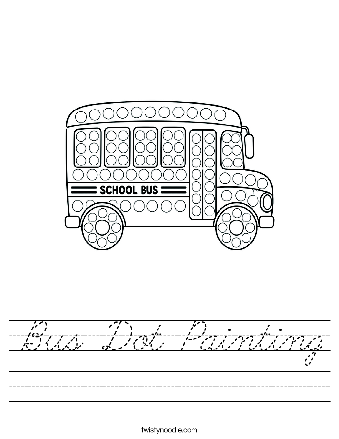 Bus Dot Painting Worksheet