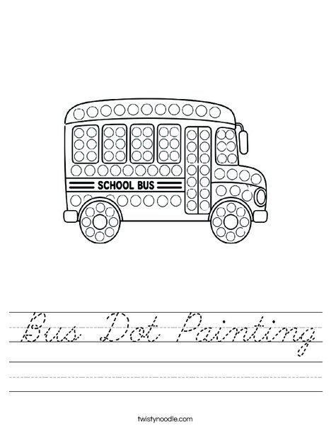 Bus Dot Painting Worksheet