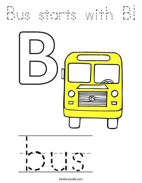 Bus starts with B! Coloring Page