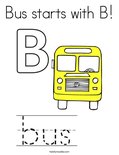 Bus starts with B! Coloring Page