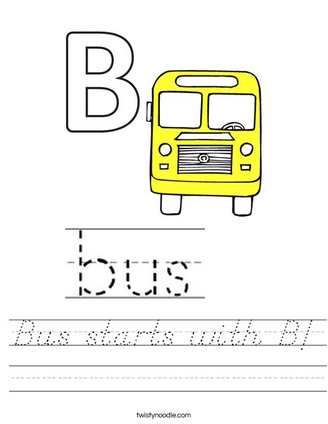 Bus starts with B! Worksheet
