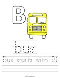 Bus starts with B! Worksheet