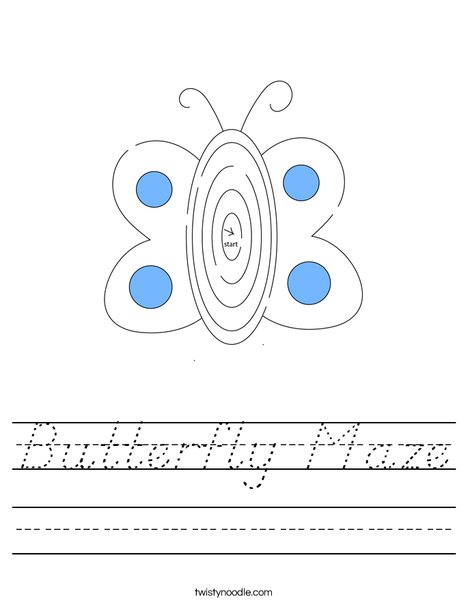 Butterflly Maze Worksheet