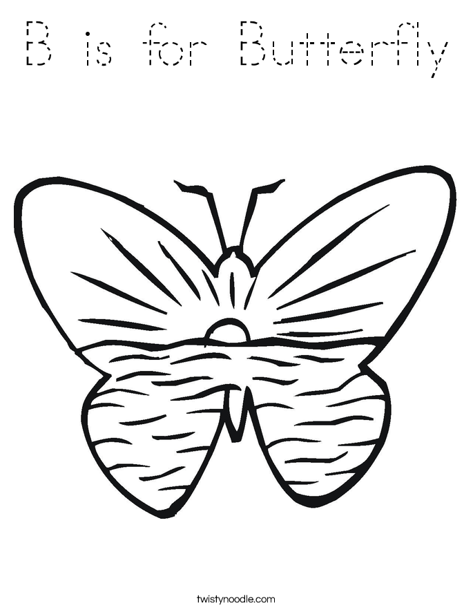 B is for Butterfly Coloring Page