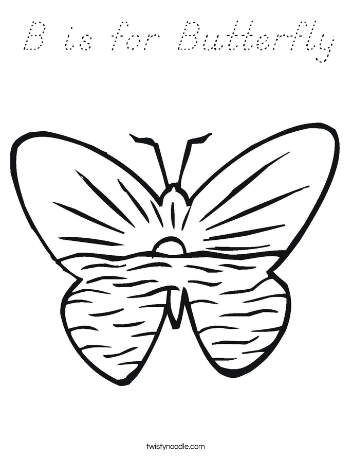 B is for Butterfly Coloring Page