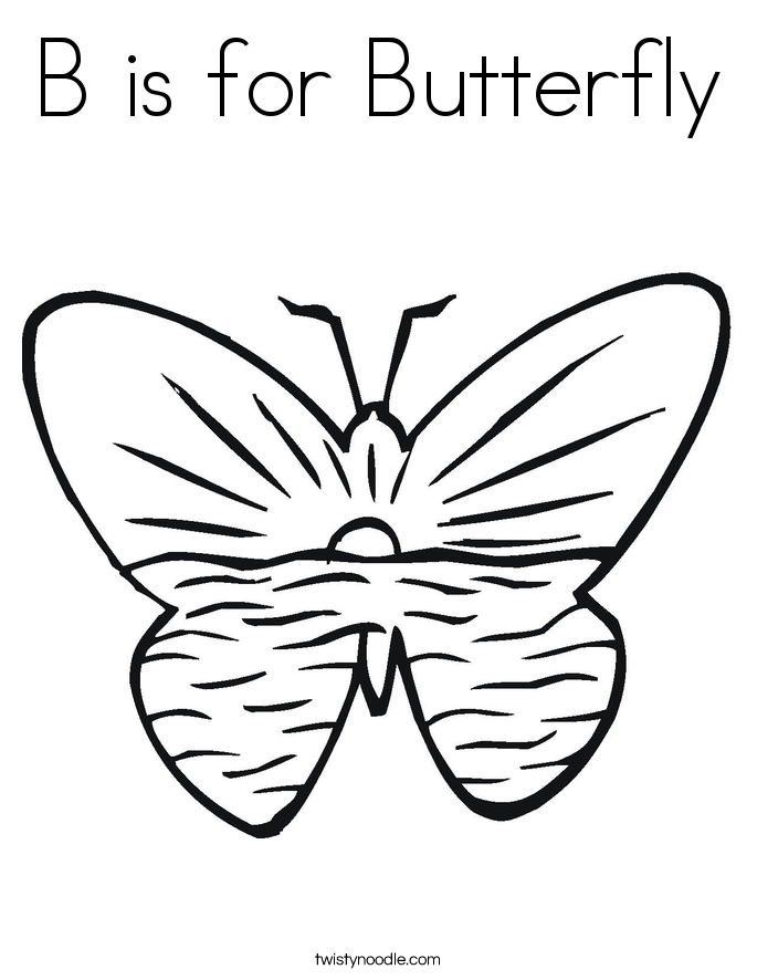 B is for Butterfly Coloring Page