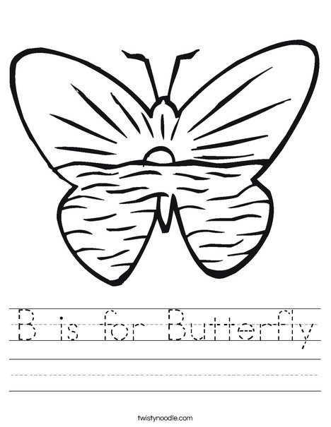 Butterfly with Ocean Worksheet