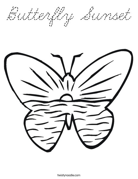 Butterfly with Ocean Coloring Page