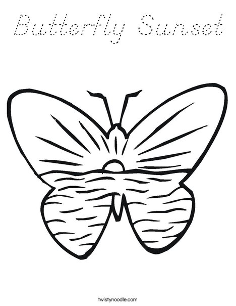 Butterfly with Ocean Coloring Page