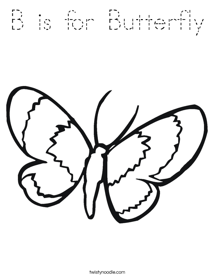 B is for Butterfly Coloring Page