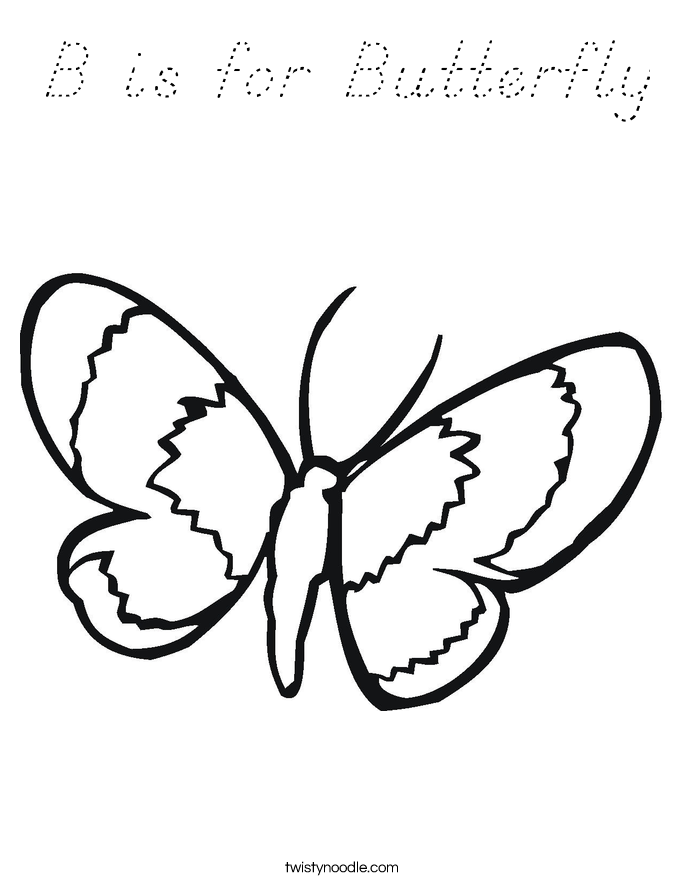 B is for Butterfly Coloring Page