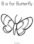B is for Butterfly Coloring Page