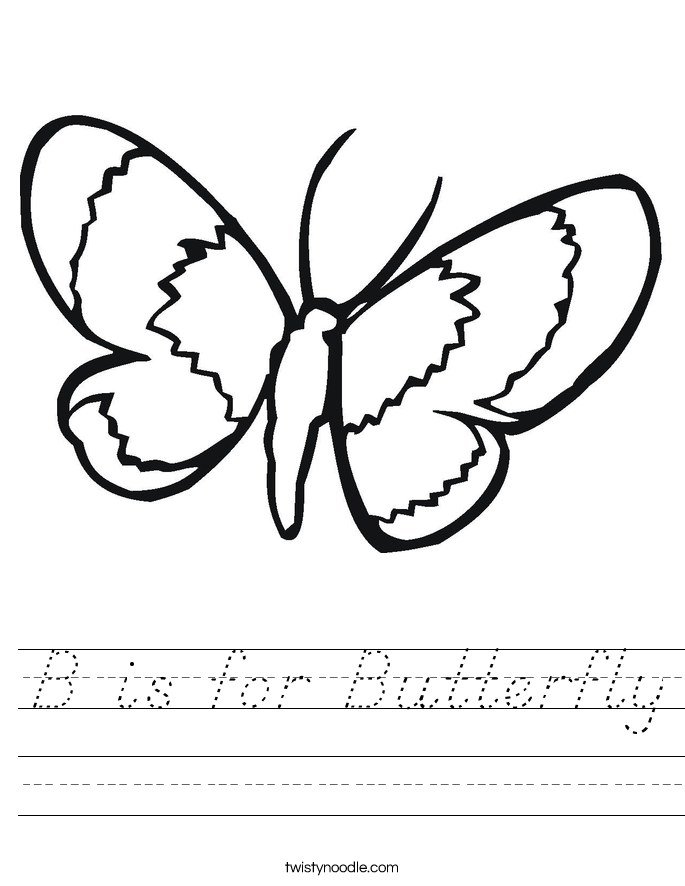 B is for Butterfly Worksheet