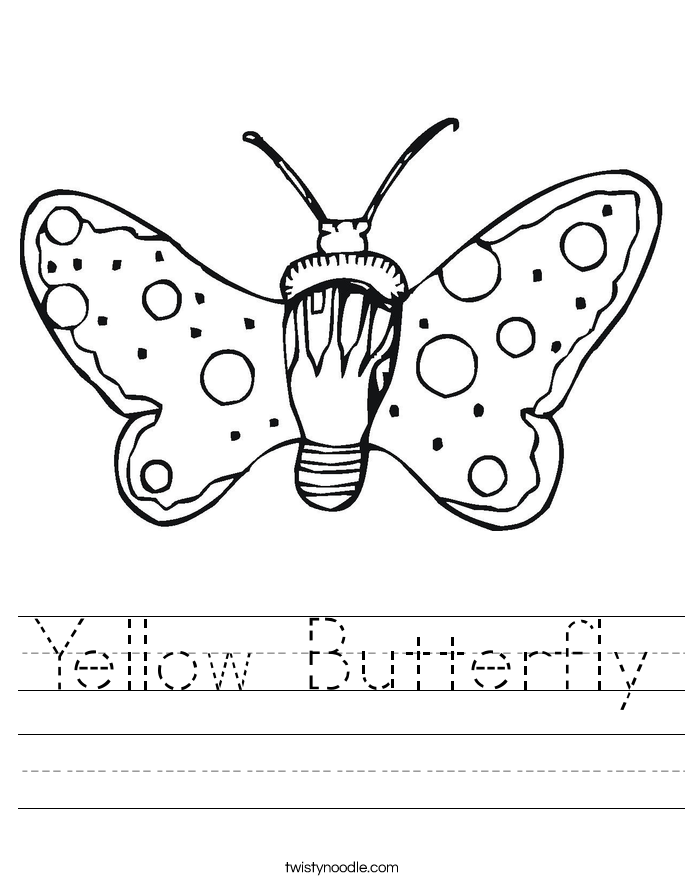 Yellow Butterfly Worksheet