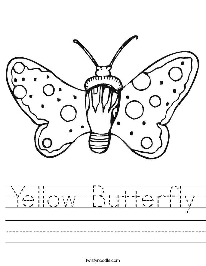 Yellow Butterfly Worksheet - Twisty Noodle