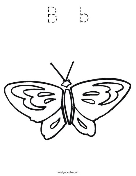 Butterfly starts with B Coloring Page