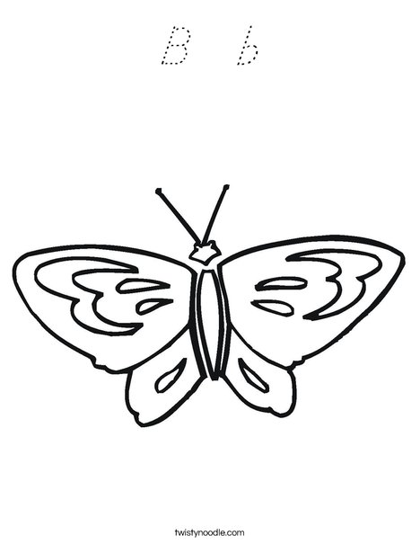 Butterfly starts with B Coloring Page