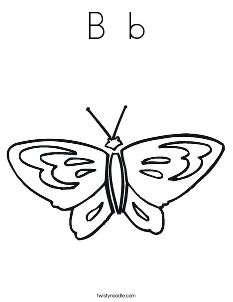 Butterfly starts with B Coloring Page