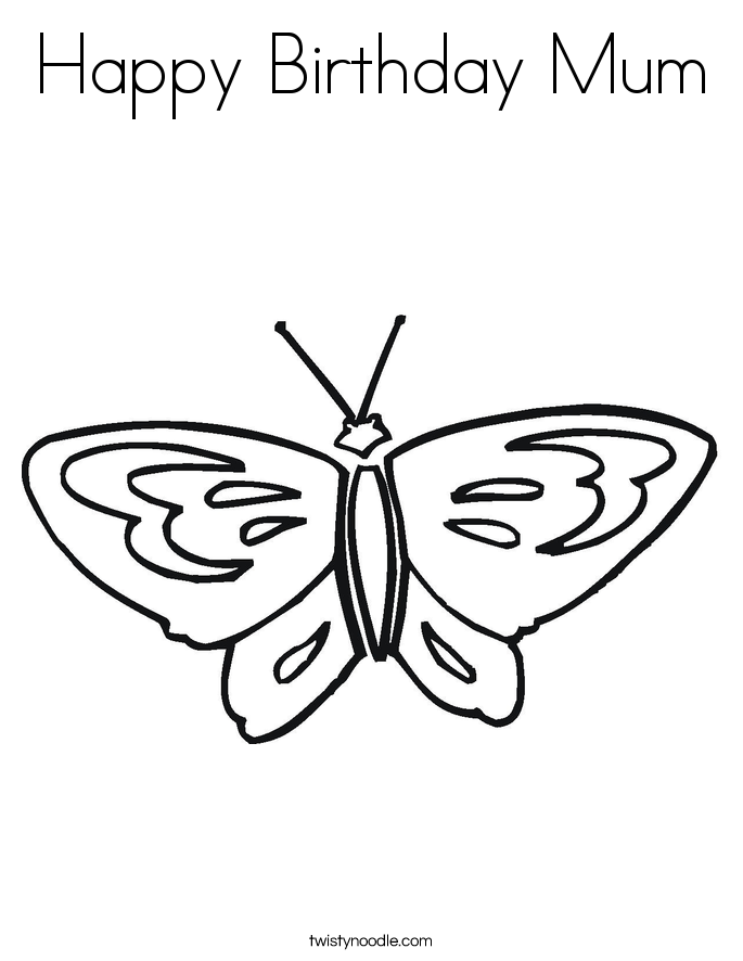 Happy Birthday Mum Coloring Page