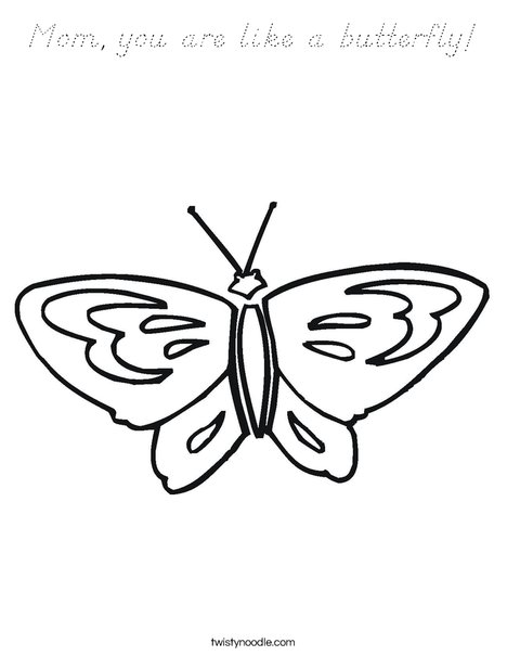 Butterfly starts with B Coloring Page