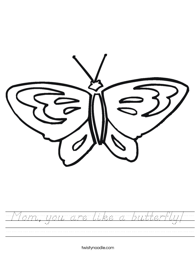 Mom, you are like a butterfly! Worksheet