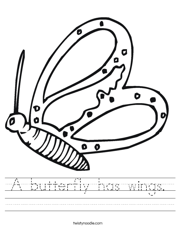 A butterfly has wings. Worksheet