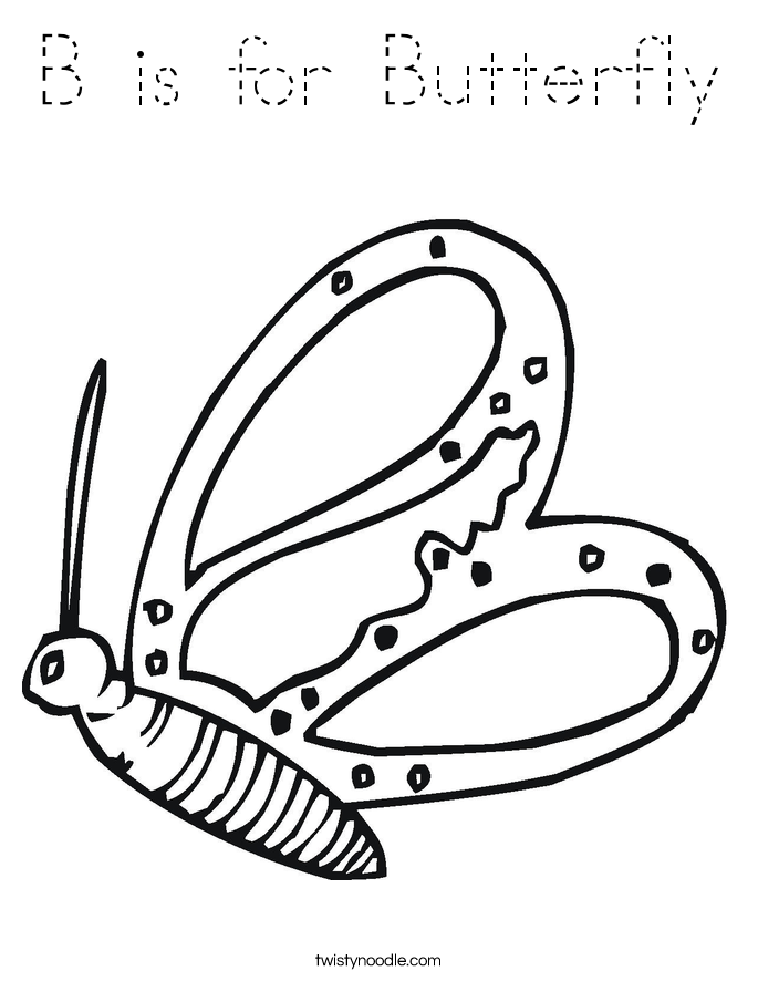 B is for Butterfly Coloring Page