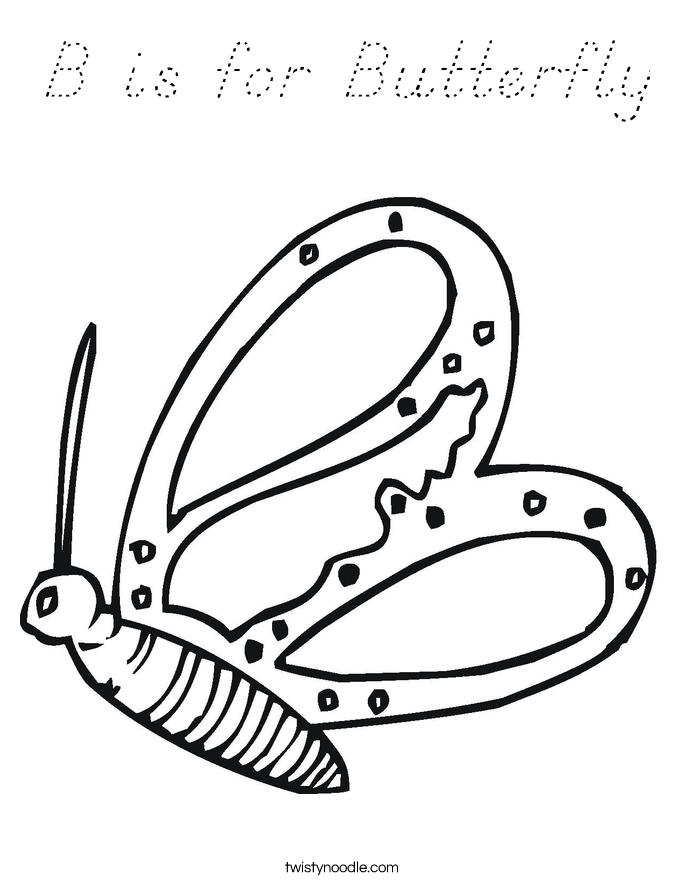 B is for Butterfly Coloring Page