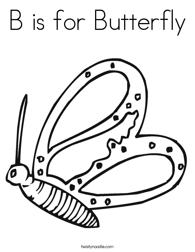 B is for Butterfly Coloring Page - B Is For Butterfly 3 Coloring Page 