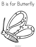 B is for Butterfly Coloring Page