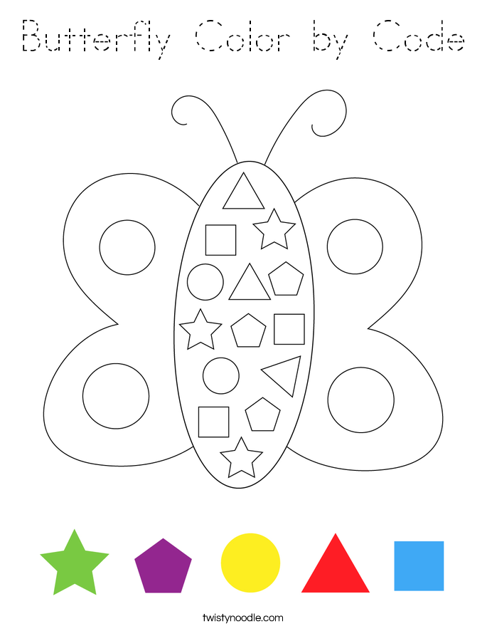Butterfly Color by Code Coloring Page