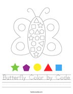Butterfly Color by Code Handwriting Sheet