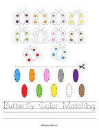 Butterfly Color Matching Handwriting Sheet